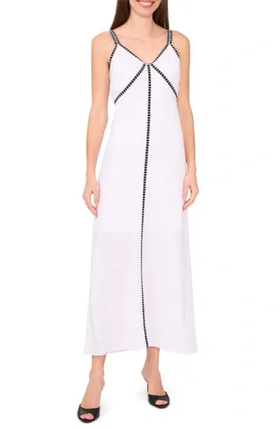 Halogen Rail Track Detail Linen Blend Midi Dress In Bright White