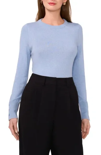 Halogenr Halogen(r) Button Cuff Crewneck Sweater In Clear Blue Sky