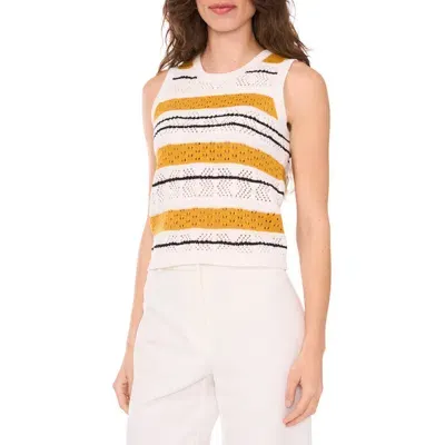 Halogenr Halogen(r) Open Stitch Sleeveless Sweater In Aztec New Ivory White