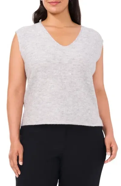 Halogenr Halogen(r) Sequin V-neck Sleeveless Sweater In Silver Heather