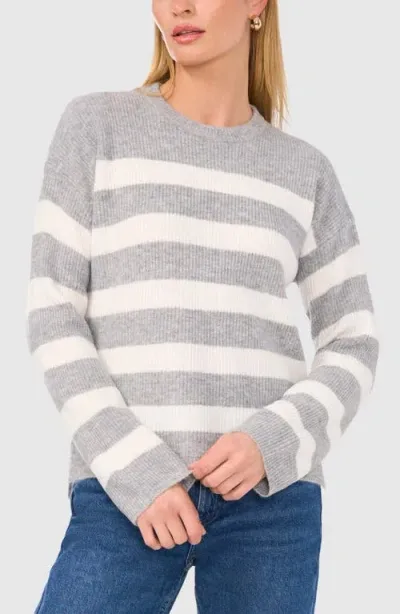 Halogenr Halogen(r) Stripe Crewneck Sweater In Grey/antique White