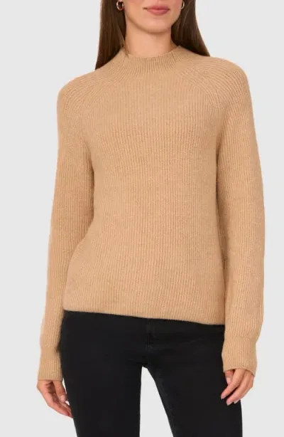 Halogenr Halogen(r) Stripe Funnel Neck Sweater In Sandy Brown