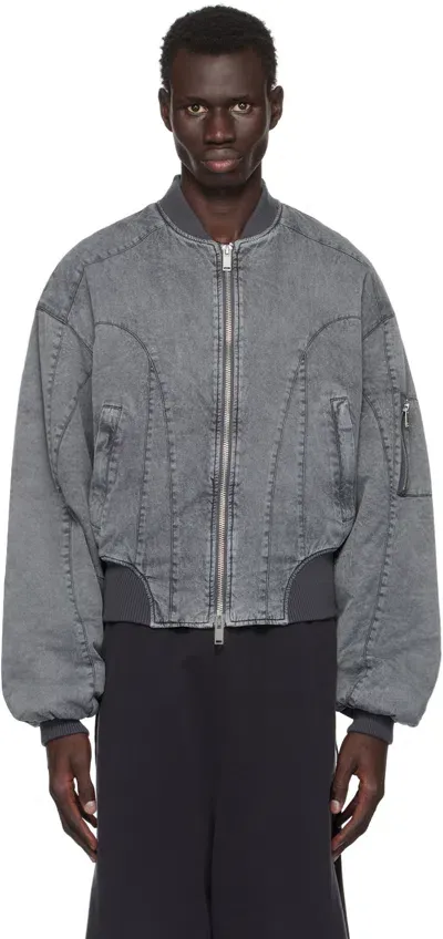 Han Kjobenhavn Gray Zip Bomber Jacket In Black