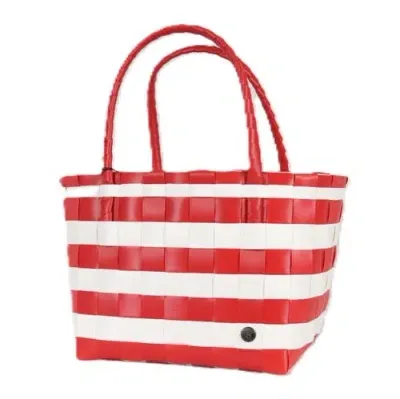 Handed By Paris Spirit Recycled Tote Bags In Chili Red/white