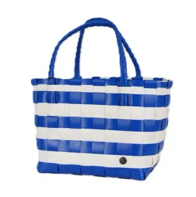 Handed By Paris Spirit Recycled Tote Bags In Cobalt Blue/white