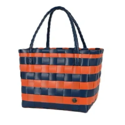 Handed By Paris Spirit Recycled Tote Bags In Dark Blue/orange