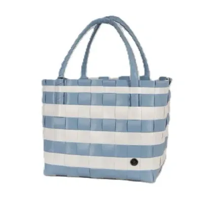 Handed By Paris Spirit Recycled Tote Bags In Faded Blue/white