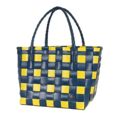 Handed By Paris Spirit Recycled Tote Bags In Ocean Blue/sunshine Weave