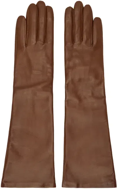 Handsome Stockholm Brown Essentials Long Gloves In Saddle Brown