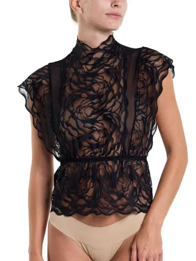 Hanky Panky Dark Romance Lace Mockneck Top In Black