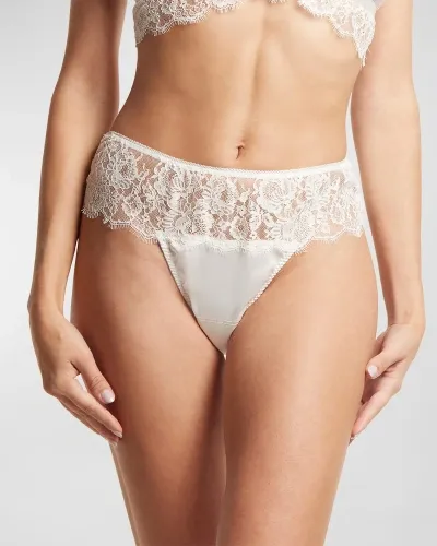 Hanky Panky Hea Eyelash Retro Thong In Light Ivory