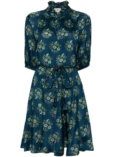 Hannah Artwear Gaia Floral-print Minidress In Blue