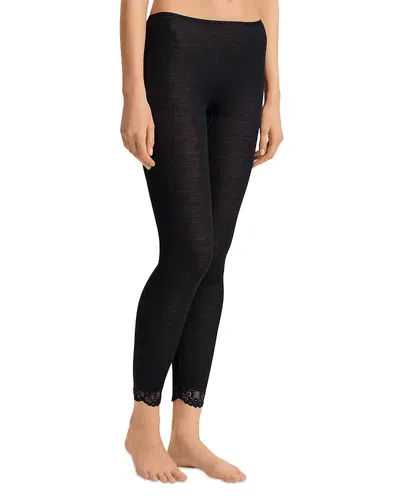 Hanro Lace Trim Leggings In Black