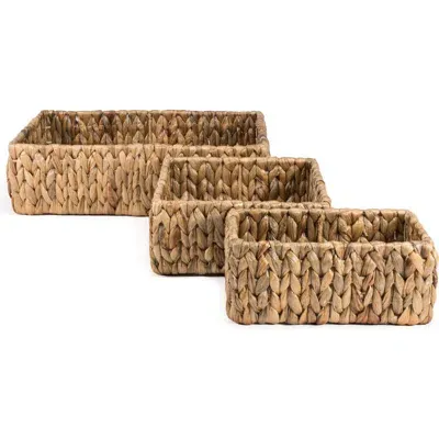 Happimess Tress Minimalist Hand-woven Hyacinth Nesting Baskets, Natural