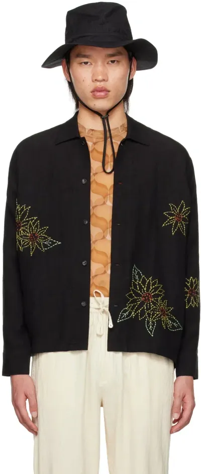 Harago Black Embrodoiered Shirt