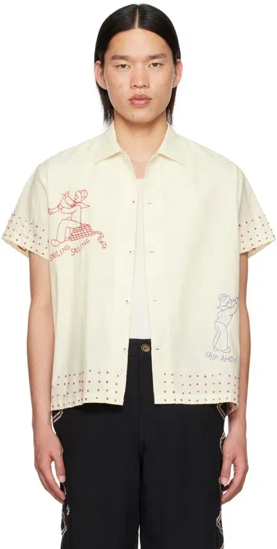 Harago Off-white Embroidered Shirt In Off White