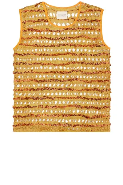 Harago Textured Tank Top In Mustard