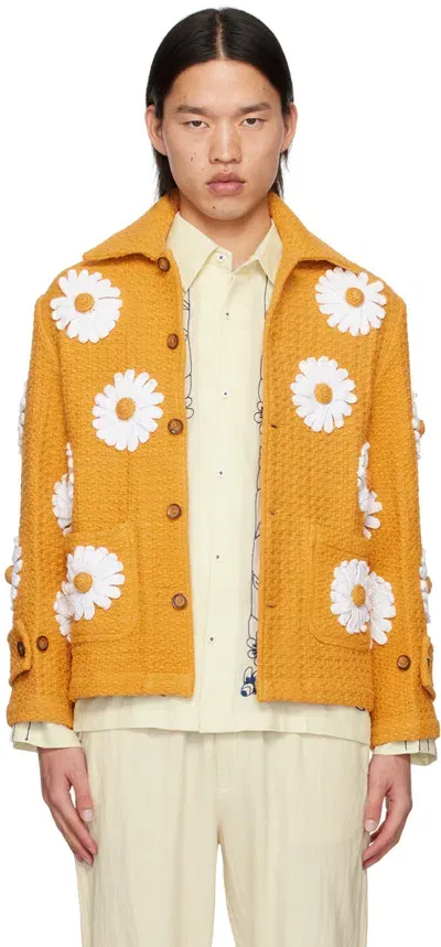 Harago Daisy Applique Blouson In Yellow