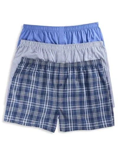 Harbor Bay By Dxl 3-pack Plaid Woven Boxers In Grey