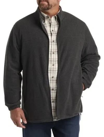 Harbor Bay By Dxl Full-zip Polar Fleece Jacket In Charcoal