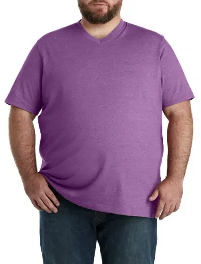 Harbor Bay By Dxl Moisture-wicking Jersey V-neck T-shirt In Amethyst Hthr