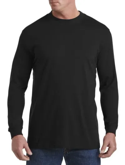 Harbor Bay By Dxl Moisture-wicking Long-sleeve Shirt In Black