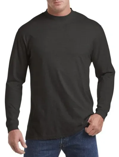 Harbor Bay By Dxl Moisture-wicking Long-sleeve Shirt In Graniththr