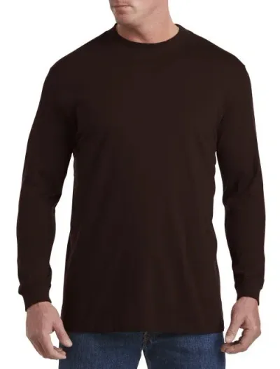 Harbor Bay By Dxl Moisture-wicking Long-sleeve Shirt In Java