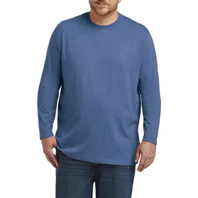 Harbor Bay By Dxl Moisture-wicking Long-sleeve T-shirt In Bijou Blue Heather