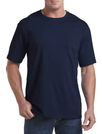 Harbor Bay By Dxl Moisture-wicking Pocket T-shirt In Blue Depths