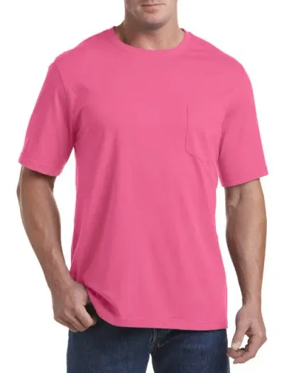 Harbor Bay By Dxl Moisture-wicking Pocket T-shirt In Bright Pink