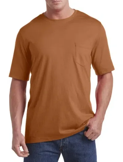 Harbor Bay By Dxl Moisture-wicking Pocket T-shirt In Glazed Ginger