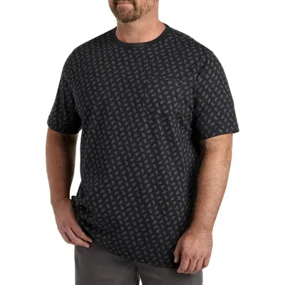 Harbor Bay By Dxl Paisley Print Pocket T-shirt In Black/grey