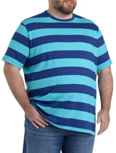 Harbor Bay By Dxl Performance Striped T-shirt In Blue Multi