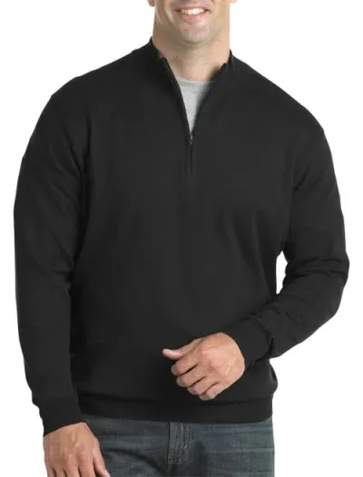 Harbor Bay By Dxl Quarter-zip Pullover Sweater In Black