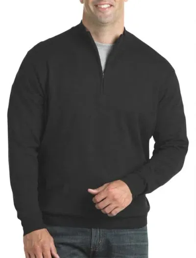 Harbor Bay By Dxl Quarter-zip Pullover Sweater In Carbon Htr