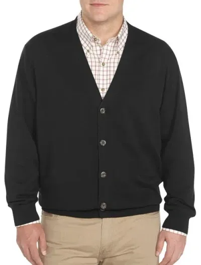 Harbor Bay By Dxl V-neck Cardigan In Black