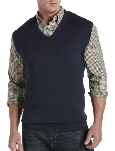 Harbor Bay By Dxl V-neck Sweater Vest In Navy