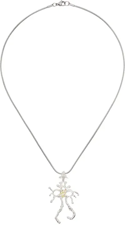 Harlot Hands Ssense Exclusive Silver Allure Pendant Necklace In Citrine