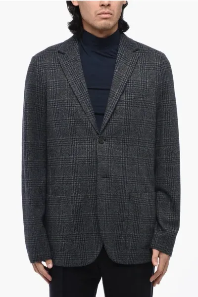 Harris Wharf Distric Check Motif Single-breasted Blazer In Black