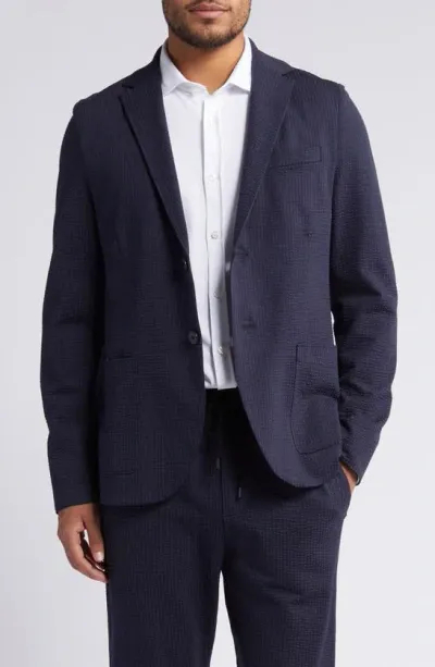 Harris Wharf London Coolmax® Seersucker Sport Coat In Dark Blue