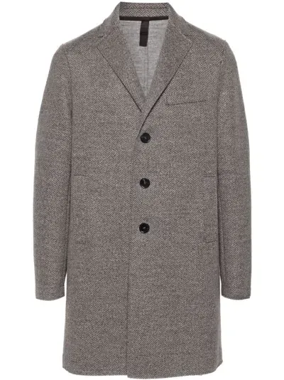 Harris Wharf London Herringbone Coat In Grey