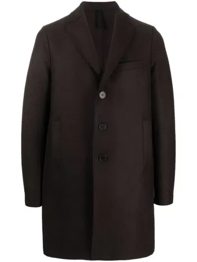 Harris Wharf London Single-breasted Virgin Wool Coat In Brown