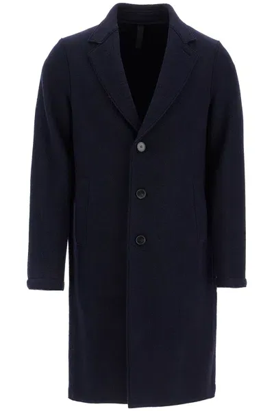 Harris Wharf London Single Breasted Wool Coat In Boiled In Blue