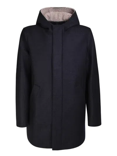 Harris Wharf London Wool Hooded Coat Blue