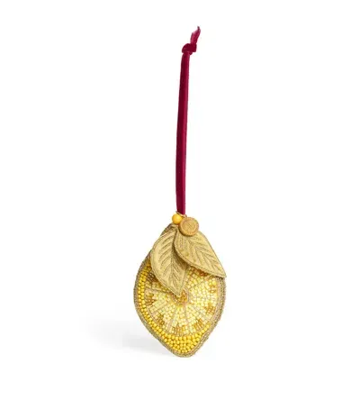 Harrods Beaded Lemon Tree Decoration In Yellow