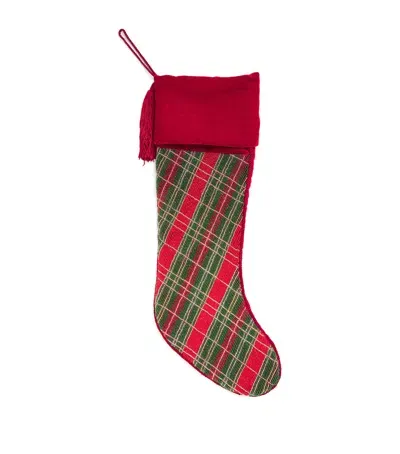 Harrods Beaded Tartan Balmoral Stocking In Red