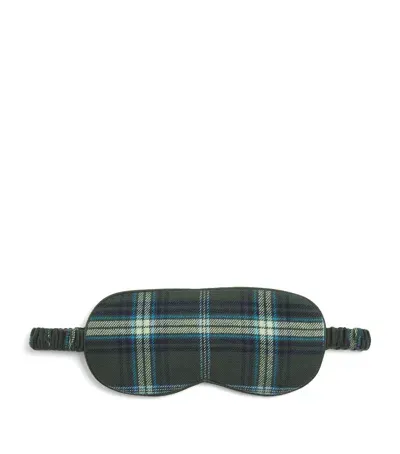 Harrods Brushed Cotton Tartan Sleep Mask In Blue