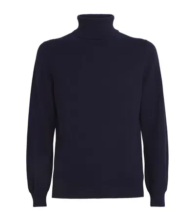 Harrods Cashmere Rollneck Sweater In Navy