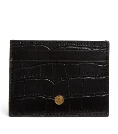 Harrods Croc-embossed Leather Card Holder In Black